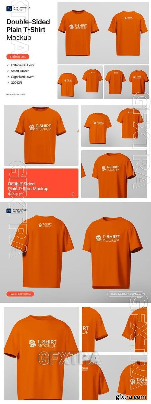 Double-Sided Plain T-Shirt Mockup HTSYALW