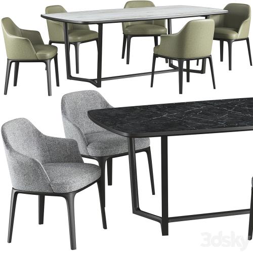 Dining table Poliform Concorde and chair Poliform Sophie