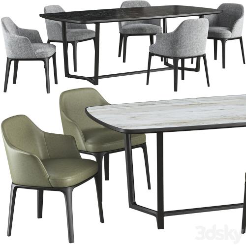 Dining table Poliform Concorde and chair Poliform Sophie