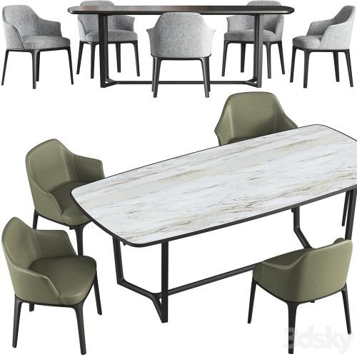 Dining table Poliform Concorde and chair Poliform Sophie