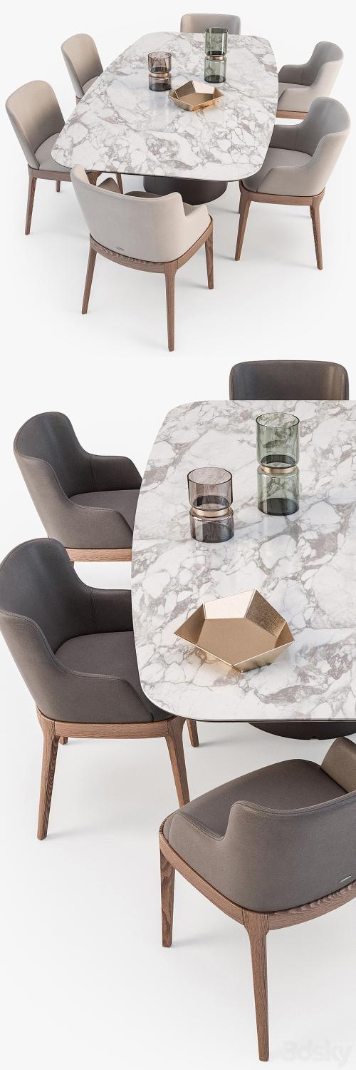 Cattelan Italia Giano table Magda chair set