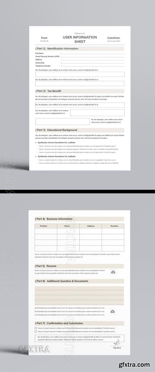 User Information Sheet Template 760290835