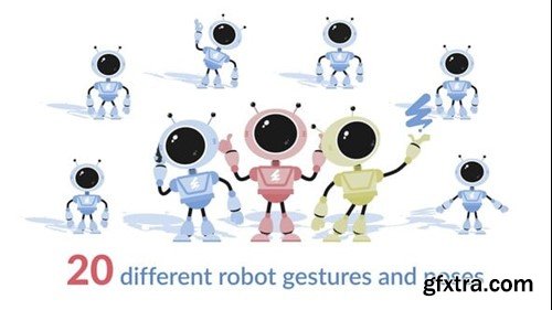 Videohive 20 robot character animations with different gestures and poses 54702830