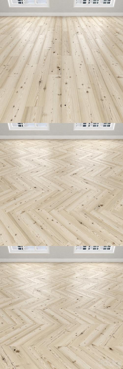 Parquet Larch is white, 3 types. Christmas tree, linear, chevron.