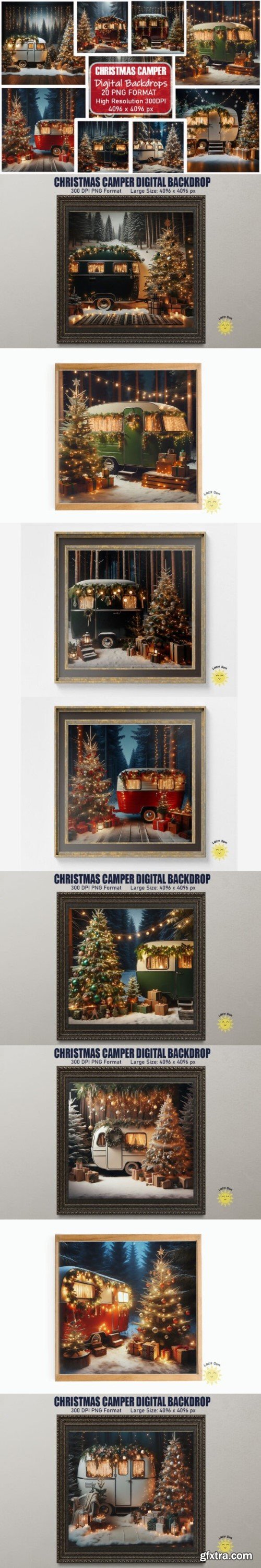 Christmas Camper Digital Backdrop Bundle