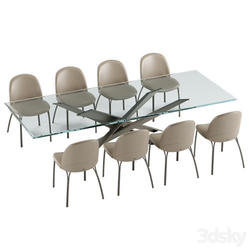 Cattelan Italia Lancer table Holly chair set