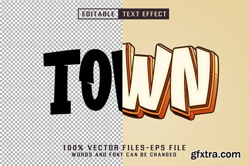 Town Cartoon Text - Editable Text Effect X4UR2FZ