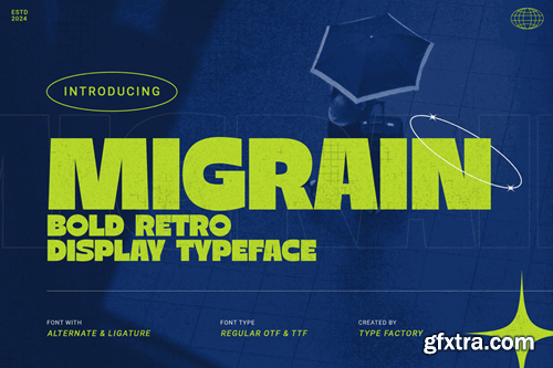 Migrain - Bold Retro Display typeface ANWVNHA