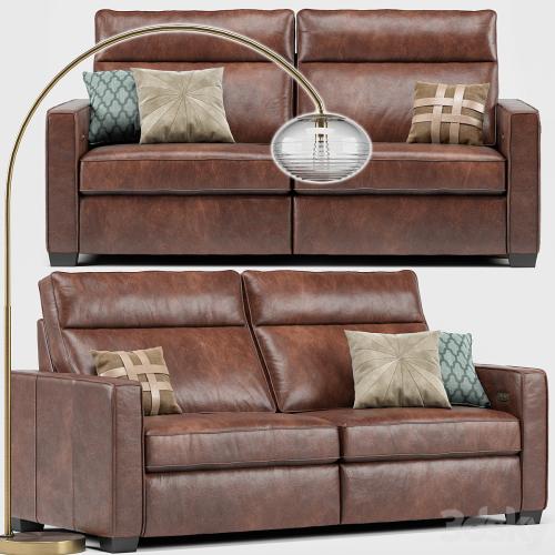 Henry Leather Recliner Sofa, Overarching Ripple Floor Lamp