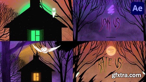 Videohive Halloween Owl Horror Logo Opener for After Effects 54752605