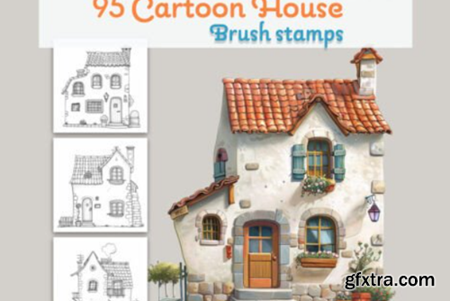 Cartoon House, 95 Procreate Stamps