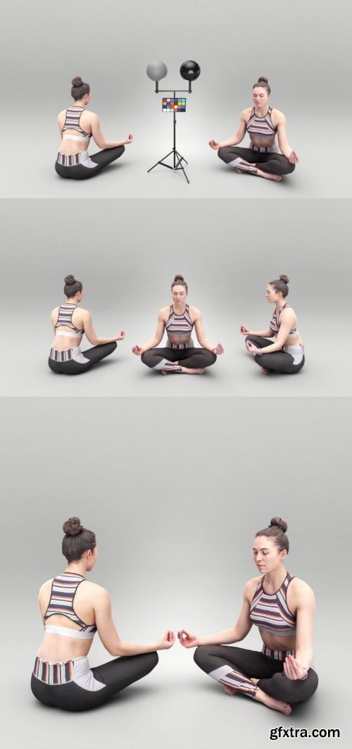 Woman in lotus pose 429 3D model