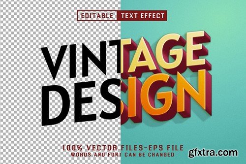 Vintage Design 3d Text - Editable Text Effect QBP78LA