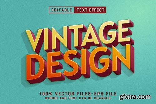 Vintage Design 3d Text - Editable Text Effect QBP78LA