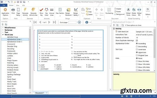 Vocabulary Worksheet Factory Enterprise Edition 6.1.153.0