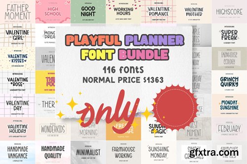 Playful Planner Font Bundle - 116 Premium Fonts