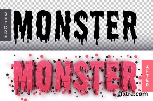 Red Monster Editable Text Effect, Graphic Style 97NAYFW