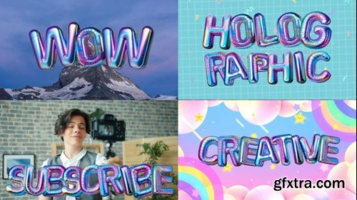 Videohive Colorful holographic 3D Balloon Letters Pack 54822301