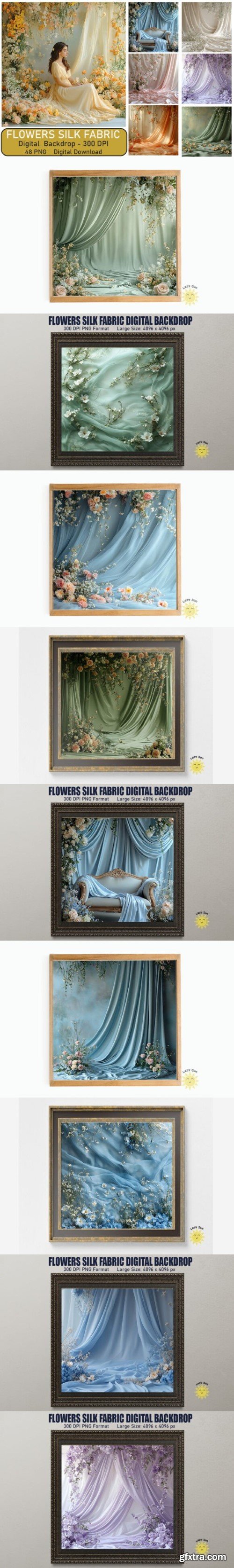 Flowers Silk Fabric Digital Backdrops