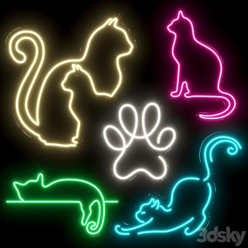 Set of neon lights Cats 01