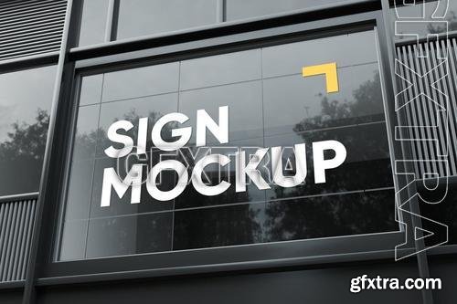 Logo Sign on Glass Window Mockup 9GXWVLF