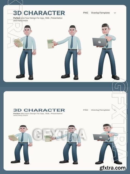 High-Res Financial Analysis 3D Cartoon Character 9YCAVBD