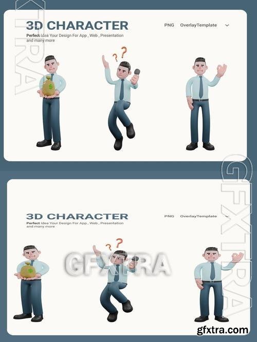 Finance 3D Cartoon Character Data Illustration 4HGFMXF