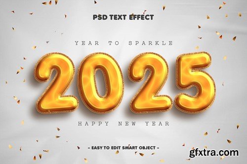 New Year 2025 Golden Balloon Style Text Effect TWRGYF6