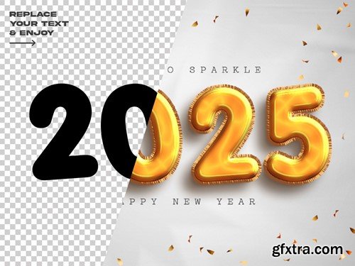 New Year 2025 Golden Balloon Style Text Effect TWRGYF6