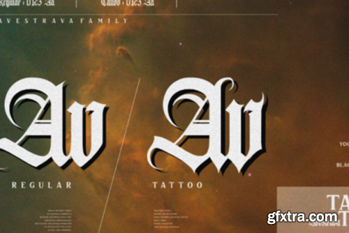 Avestrava Tattoo Font