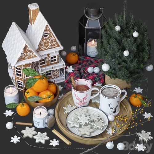 Decorative set with gingerbread house