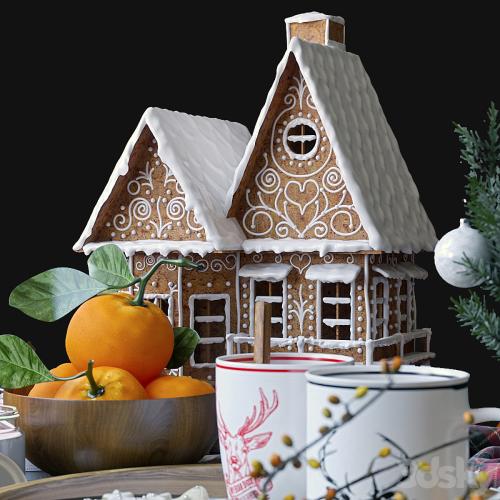 Decorative set with gingerbread house