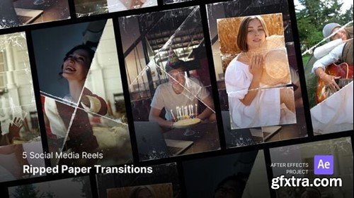 Videohive Social Media Reels - Ripped Paper Transitions After Effects Project Files 54849547