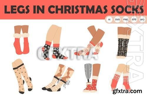 Diverse Legs in Christmas Socks 6TFQXBB