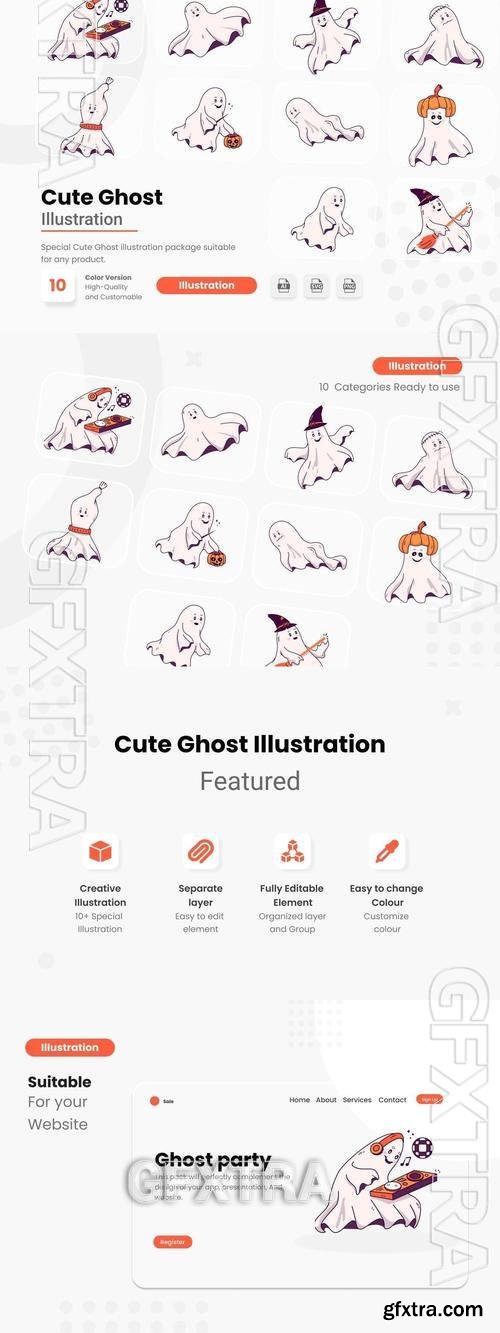 Cute Ghost Illustration CLGRW42