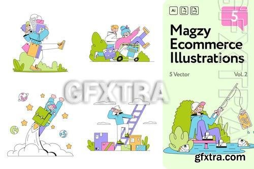 Magzy Ecommerce, Shopping Illustrations Vol.2 GEM7BAG