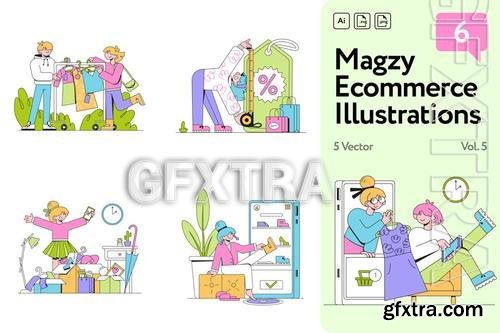 Magzy Ecommerce, Shopping Illustrations Vol.5 QXRS32B