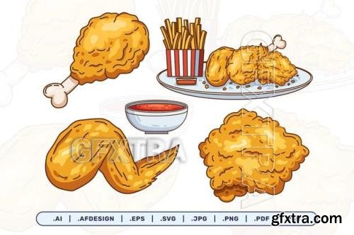 Fried Chicken and Fast Food Illustration 6KWKHGW