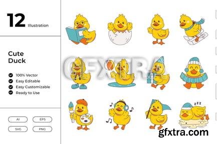 Cute Duck Illustration RNX3P6V