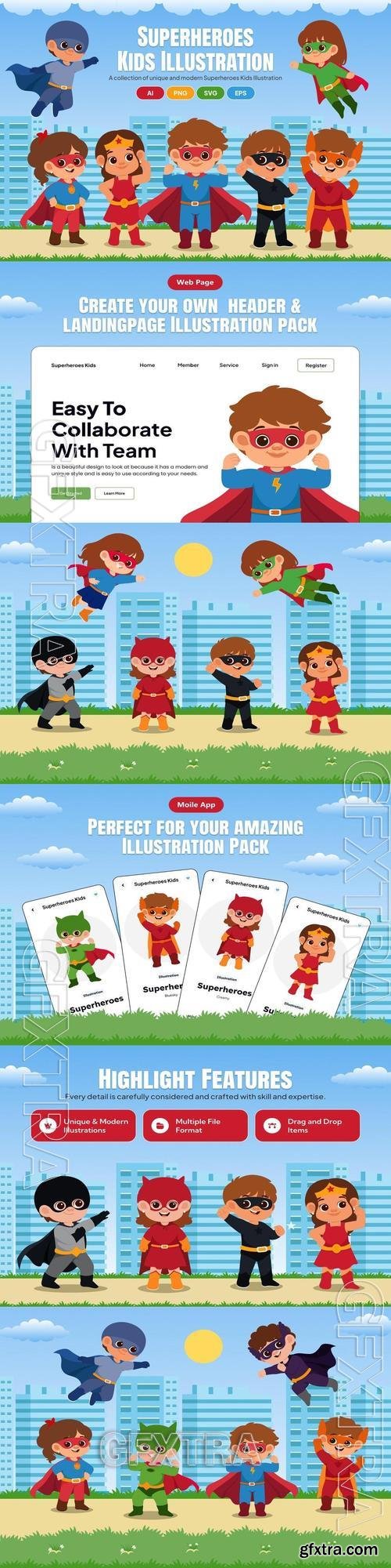 Superheroes Kids Illustration CCPJE3P