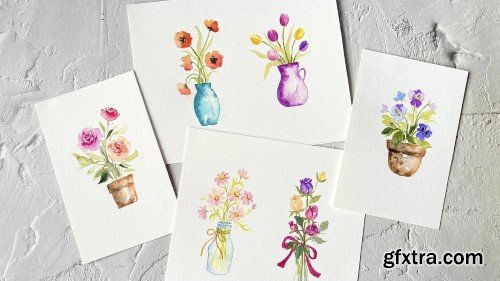 Mini Watercolor Florals : 6 Floral Projects In Charming Vases & Pots