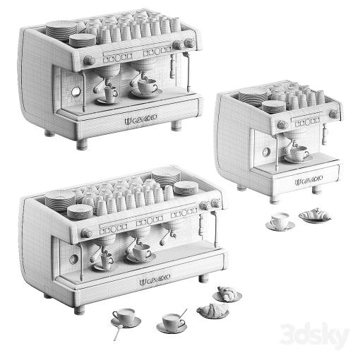 Casadio Undici coffee machines with croissants. 3 models