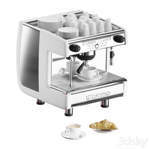 Casadio Undici coffee machines with croissants. 3 models