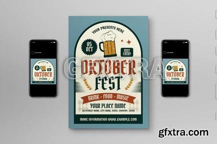 Flat Retro Oktoberfest Flyer YD3E2QD