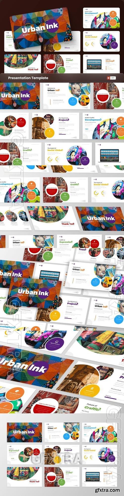 Urban Ink - Art PowerPoint Template CR9VLSH