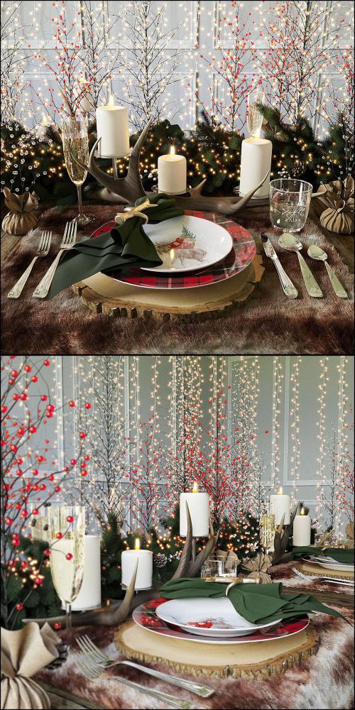 Christmas table setting Pottery Barn