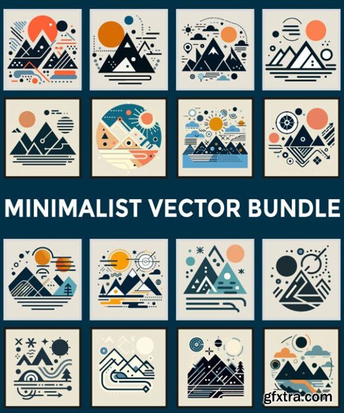 16 Geometric Outdoor Shapes - Minimalist Vector Bundle 