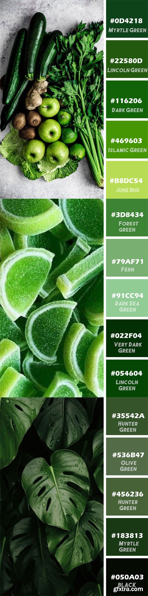 Green Color Palette Swatches & Layer Styles for Photoshop