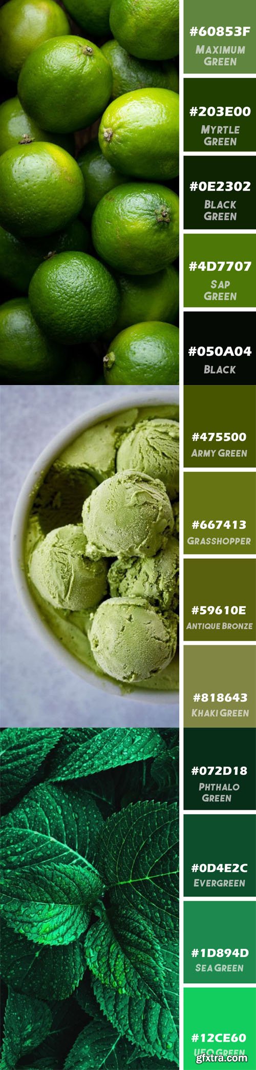 Green Color Palette Swatches & Layer Styles for Photoshop