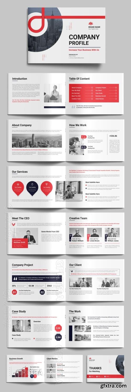 Company Profile Layout With Red Accents Landscape 752815640